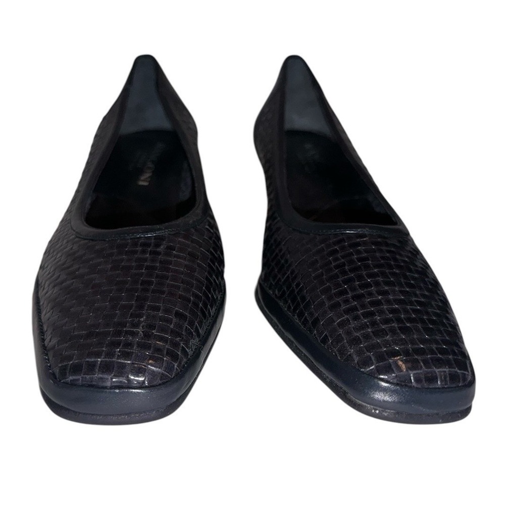 Rangoni Firenze VTG Basketweave Italian Leather Loafers Navy Shoes 7 B Old Money - Picture 4 of 9